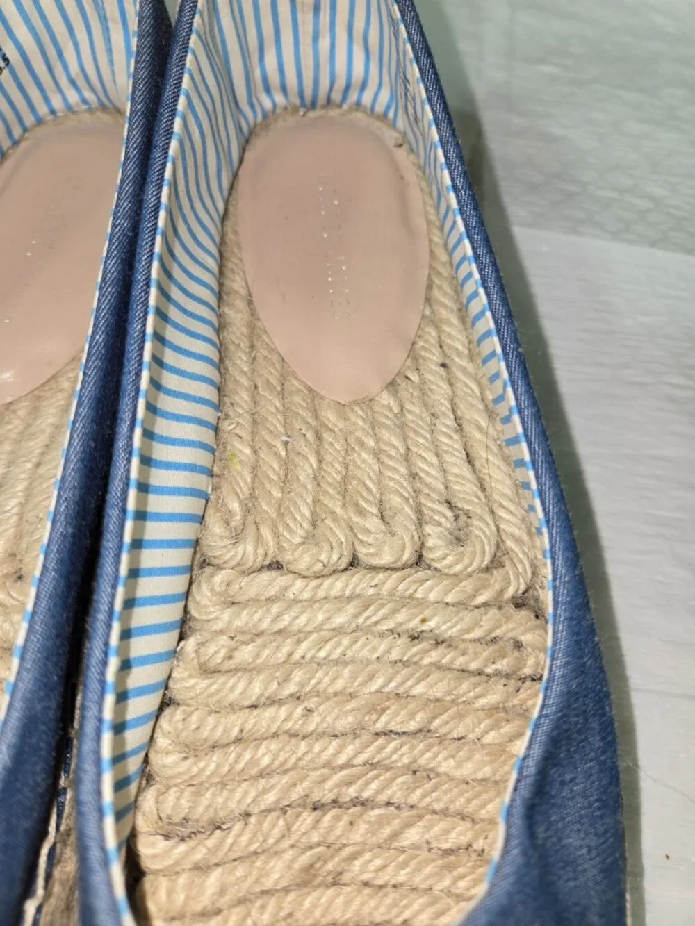 Draper James Blue Chambray Espadrille Flats Women's Size 8 Rope Sole Slip On